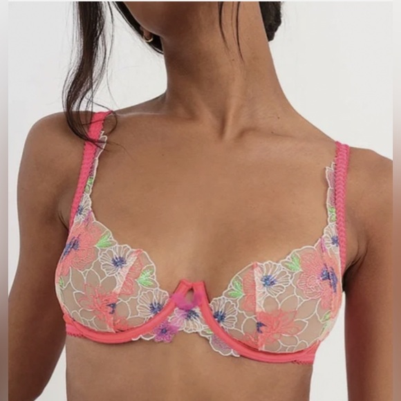 For Love & Lemons Floral Embroidered Underwire Bra 36B - Picture 2 of 8